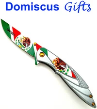 8" NEW Mexican FLAG Bandera MEXICANA Aguila POCKET KNIFE Cuchillo FOLDING Knives