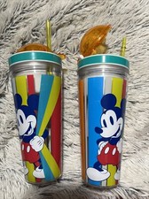 Disney Mickey Mouse Sipper Cup Snack Drink Summer Fun Collection Cup Lot Of 2