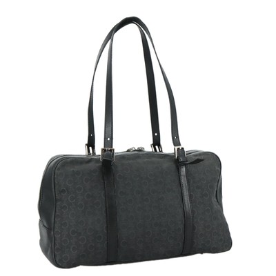 CELINE C Macadam Canvas Tote Bag Black Auth kk415