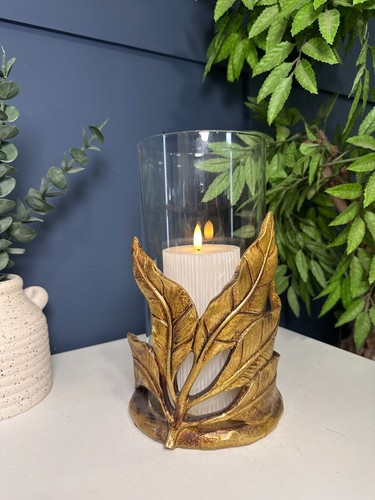 Vintage Style Gold Leaf Glass Candle Holder | Floor Table Lantern - Picture 4 of 7