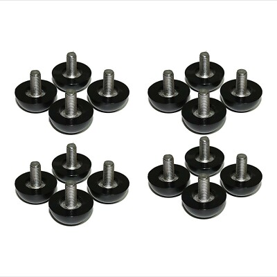6mm x 1/2'' Long Thread Stud Adjustable Glides for Patio Furniture Black 16 Pcs