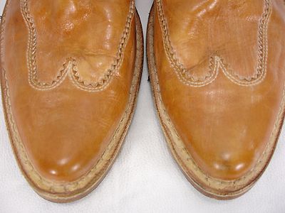 MOMA COGNAC DISTRESSED LEATHER WINGTIP BOOTS 41 MOMA COGNAC DISTRESSED LEATHER WINGTIP ANKLE BOOTS BOOTIES  main image 2