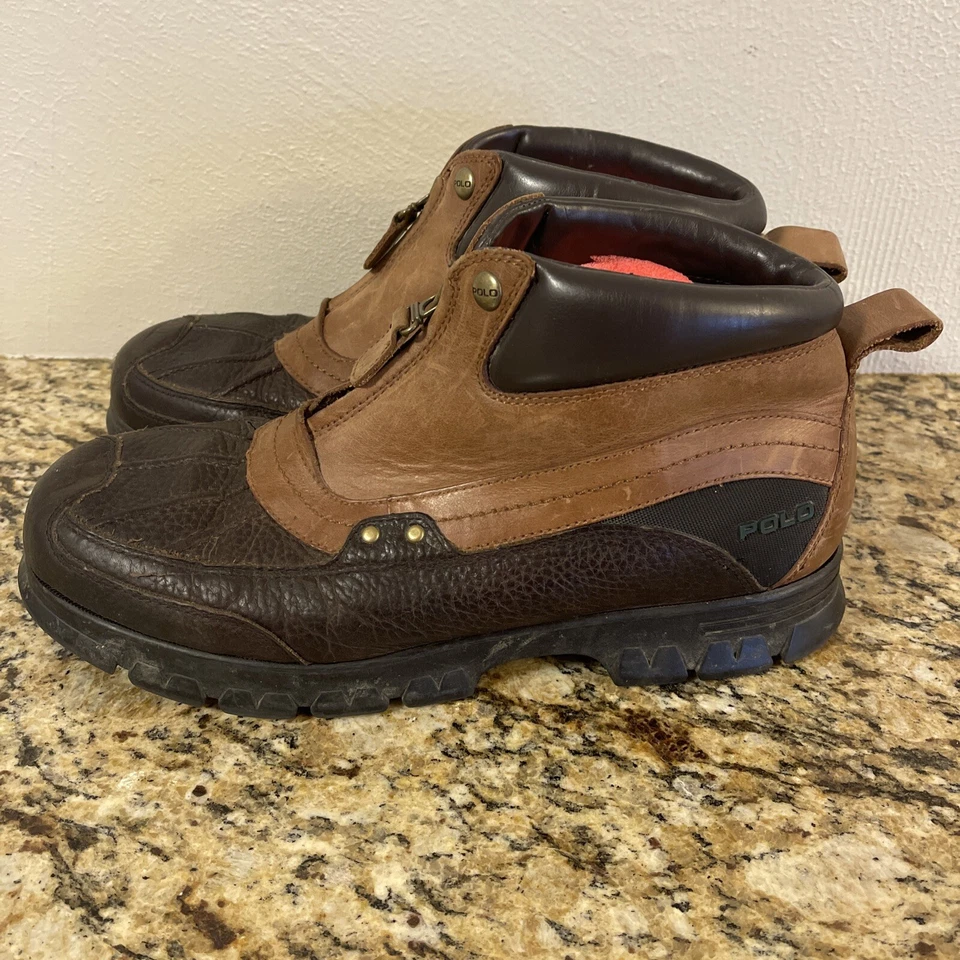 Polo Ralph Lauren Kewzip Leather Duck Boots Ankle Men’s Size 12D - Image 3 of 4