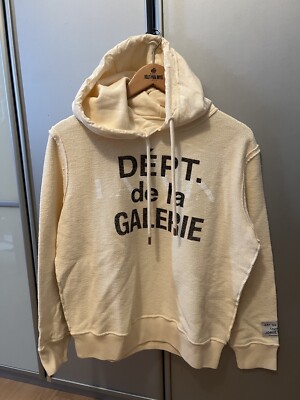 Gallery Dept. x Lanvin Kapuzensweatshirt Hoodie Beige Gr. S Washed
