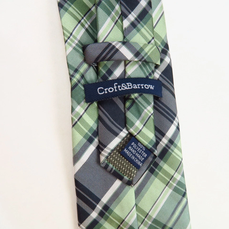 Corbata Croft & Barrow verde negra a cuadros para hombre 58x3,25 moderna colorida vívida Foto 3 de 4