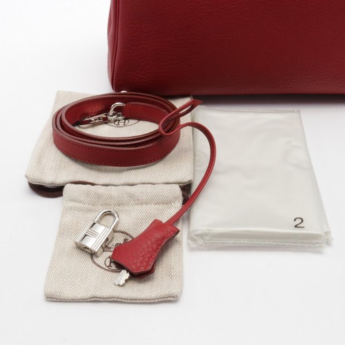 Borsa a mano HERMES Kelly 28 L 030931CK Togo pelle rouge garanzia usata GHW - Foto 6 di 7