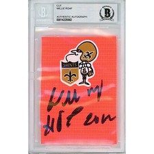 Willie Roaf HOF 2012 Signed Pylon Cut New Orleans Saints Beckett BAS Slab COA