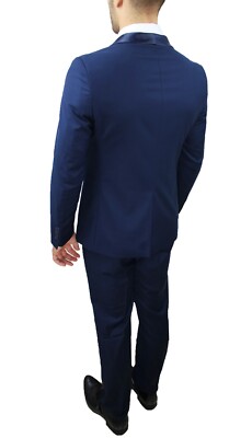 Abito uomo Sartoriale in raso slim fit vestito smoking elegante cerimonia |  eBay