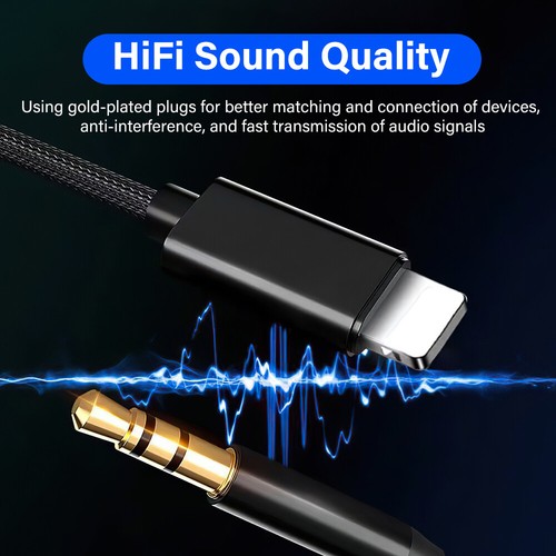 For iPhone to 3.5mm Plug Aux Cable Braided Cord Car Stereo Audio Music Adapter - Picture 7 of 12