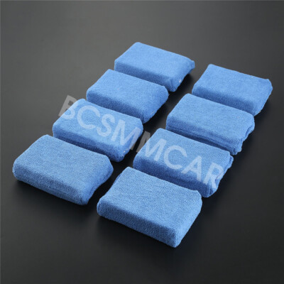 #ad 8Pcs Microfiber Sponge Polish Wax Applicator Car Detailing Cleaning Pad Blue $15.11
