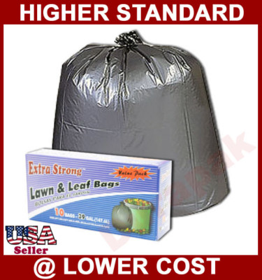 70 pcs 39 Gallon Black Lawn Leaf Trash Bags Liner Household Use Waste Garbage