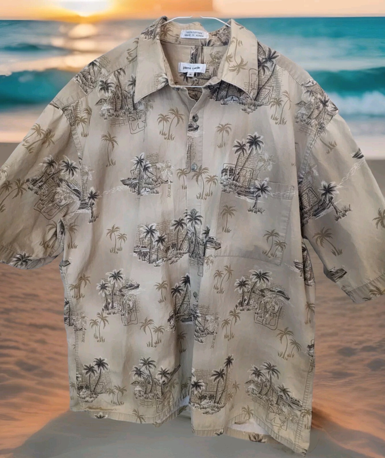 Pierre Cardin Mens Hawaiian button down short sleeve shirt size XL