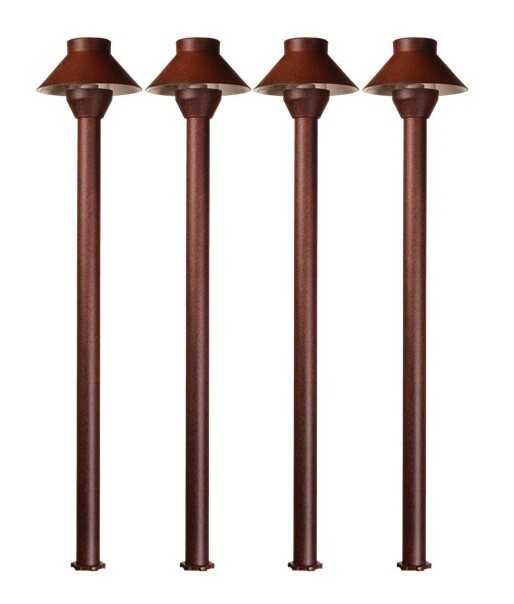 Rust Finish Landscape Low Voltage - Small Hat Path Light New Pack of 4