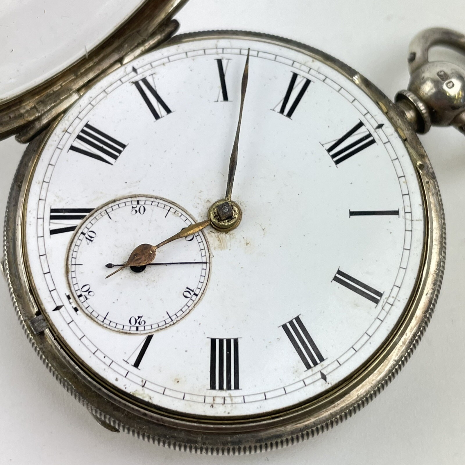 Antique Solid Silver Cased Open Faced Pocket Watc… - image 9