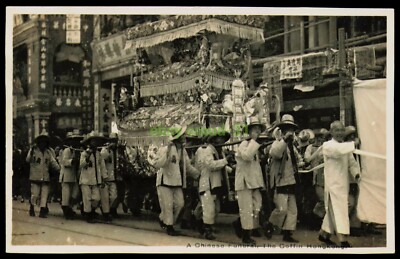 Eine chinesische Beerdigung Der Sarg Hongkong Postkarte 1910er China