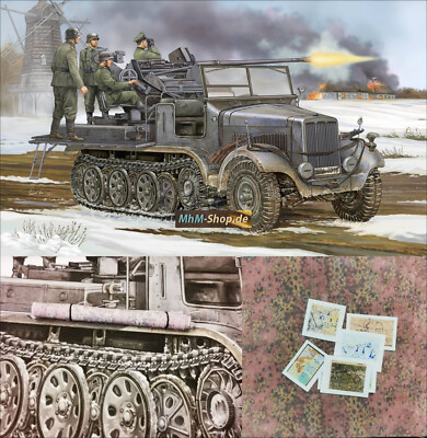 German Sd.Kfz.6/2 3.7cm Flak 37 Selbstfahrlafette +6 Karten+Tarndecke 1:35