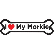 I Love My Morkie Dog Bone Car Magnet - 2x7 Dog Bone Auto Truck Decal Magnet