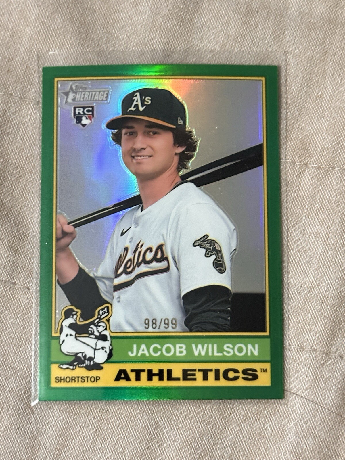 Jacob Wilson Green Chrome #15 2025 Topps Heritage. Team Color Match 98/99