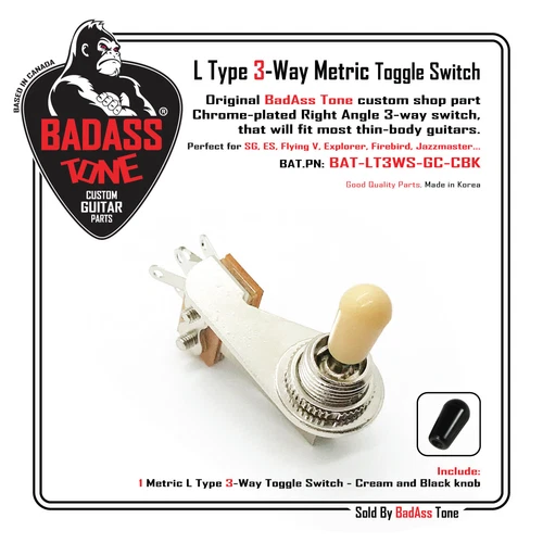 3 Way Right Angle Toggle Switch - Chrome / Cream Tip - SG, Flying V, Explorer