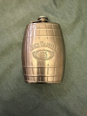 2007 Jack Daniels Barrel Shaped Old No.7 Brand 6 oz Flask Stainless