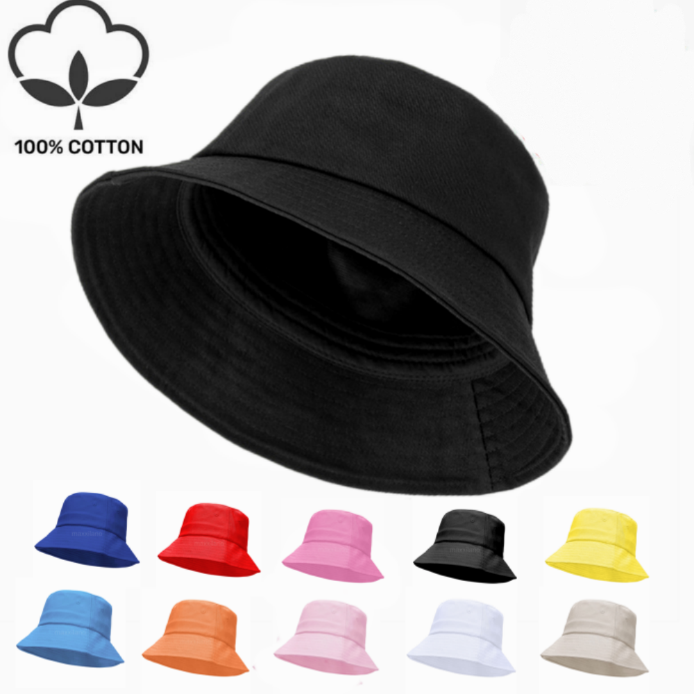 100% Cotton Bucket Hat for Men Women Safari Camping Boonie Cap with Brim Visor-image