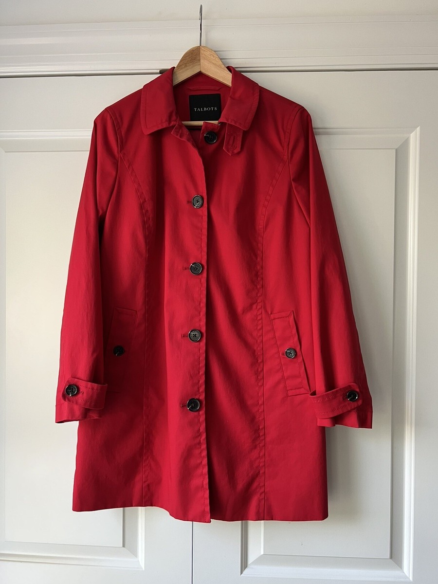 Talbots Trench Coat, Red, Size S Lightweight Jacket Spring