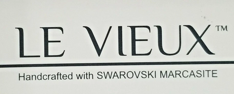 Collar Le Vieux Pure Plateado Swarovski Marcasite Hearts 18" Colgante Set Foto 3 de 4
