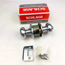 Schlage Privacy Locking Doorknob No Latch F40N-00-PLY-626 Satin Chrome New NOS