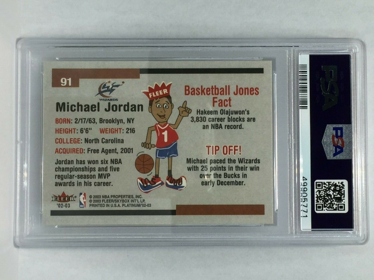 2002-03 FLEER PLATINUM MICHAEL JORDAN #91 PSA 9 MINT HOF GOAT