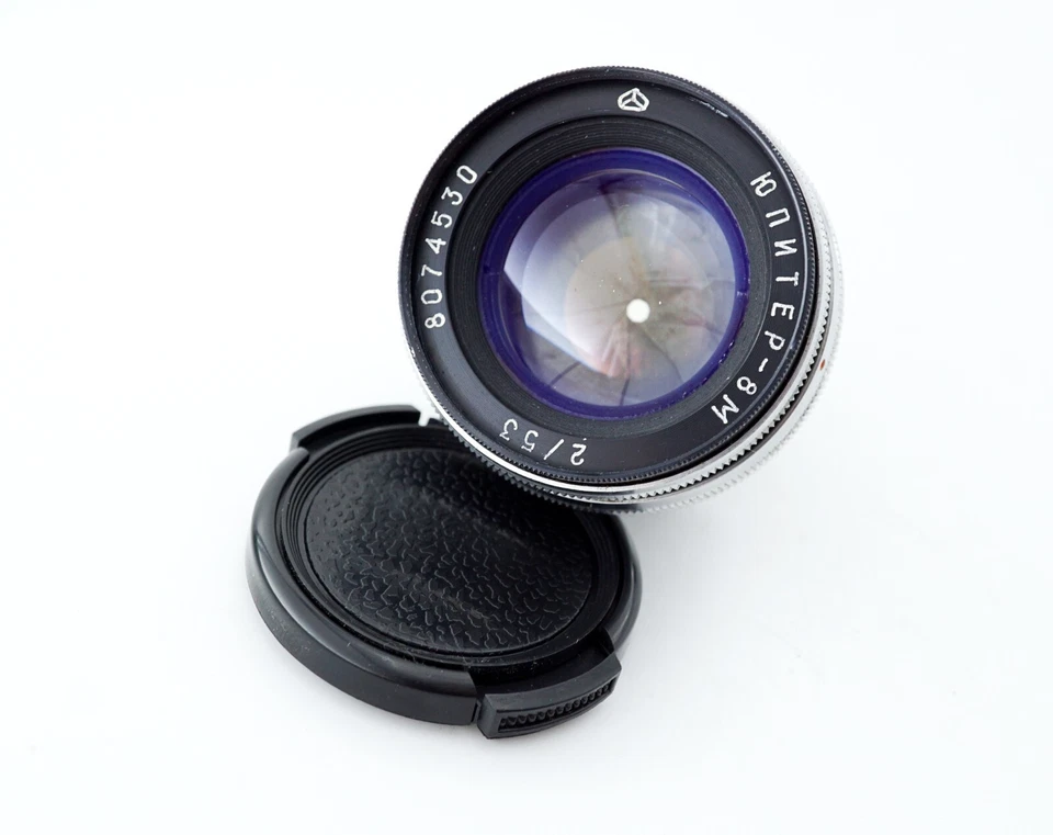 Lente vintage Arsenal Jupiter 8M (Kiev, cámara Contax RF) 1979 soviético Sonnar 2/53 Foto 3 de 4