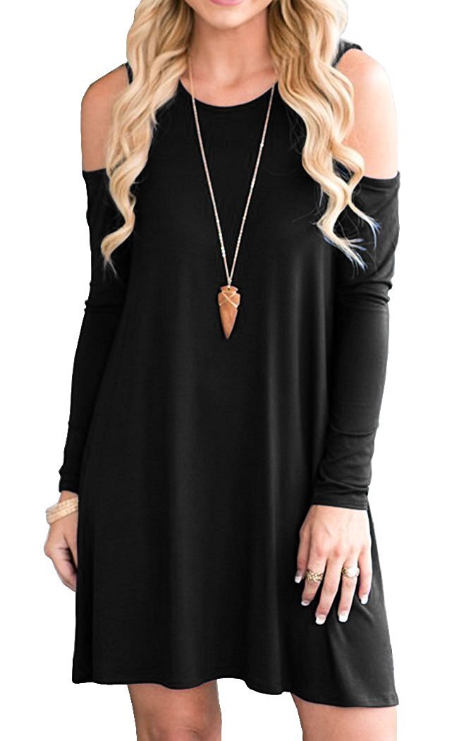 knee length dresses for ladies Cold Shoulder L/S Dress main image 1