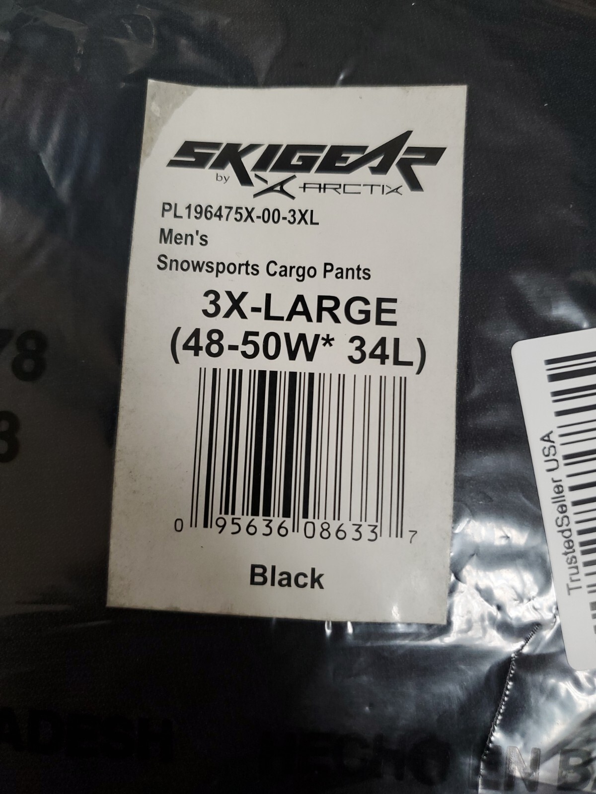 SkiGear Men&rsquo;s Snowsports Cargo Pants Black Sz. 3XL 48-50W NEW