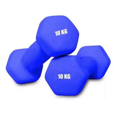 Neopren Hanteln 10KG x 2 Gewichte Eisen Hand Aerobic Training Fitness Gym blau