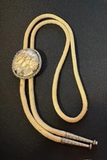 Exquisite Real Flower Agate Gemstone Bolo Tie , 32" , Stainless Steel Tips