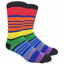 Novelty Fun Crew Print Socks for Dress or Casual Stripe Orange/Red SDB13 