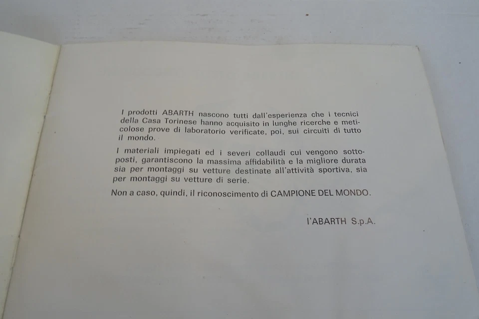 manuale Abarth ricambi e accessori world champion rally 1977 - Immagine 2 di 4