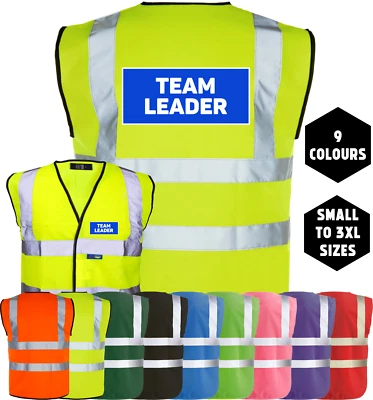 CORPORATE TOGS TEAM LEADER Printed Hi-Vis High Viz Visibility Safety Vest Waistcoat Tabard