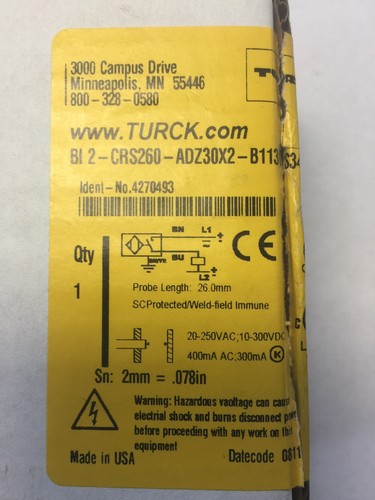 INTERRUPTOR DE PROXIMIDAD TURCK BI-CRS260-ADZ30X2-B1131/S34 20-250 VAC 10-300 VDC  - Imagen 2 de 8