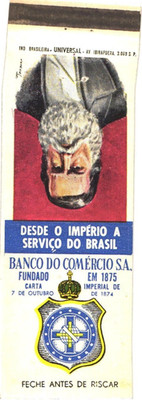 Banco do Comércio S.A. Rio de Janeiro Brazil Vintage Matchbook Cover 1970s