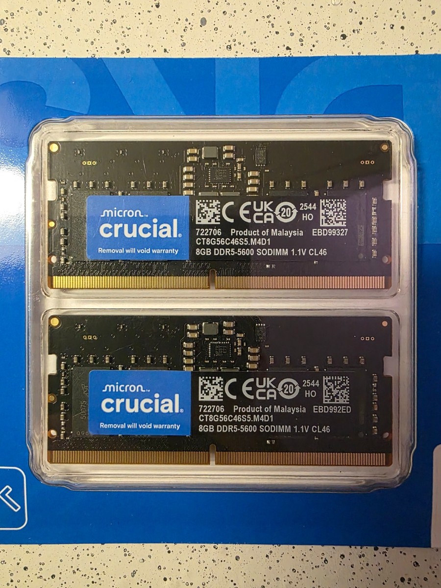 NEW Crucial 16GB Kit (2x8GB) DDR5 5600 MHz Laptop RAM Memory