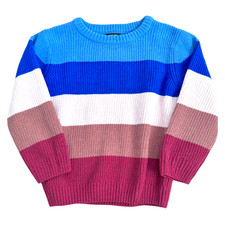 Toddler Colorblock Sweater 3-4T Rainbow Stripe Chunky Knit Fall Pullover Unisex