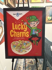 Lucky Charms Cereal Painting, Hand Painted 11 X 14”  Framed, Not A Print