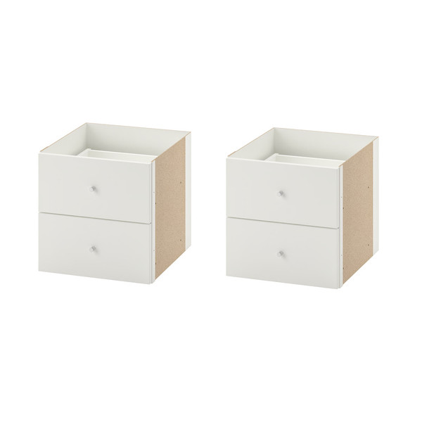 2x Inserto KALLAX con 2 Cajones Blanco 33x33cm | Compatible con Unidad IKEA KALLAX