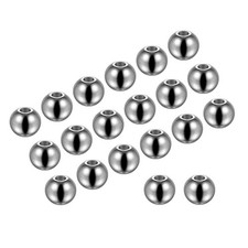 20pcs Through-Hole Beads 10mm OD x 3.5mm Hole Stainless Steel Silver Tone