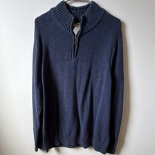Dockers Men's XL Blue Knit Pullover Sweater 1/4 Zip Mock Neck Long Sleeve
