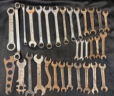 Lot Of 32 Vintage Antique Assorted Wrenches Combination Box And Open End
