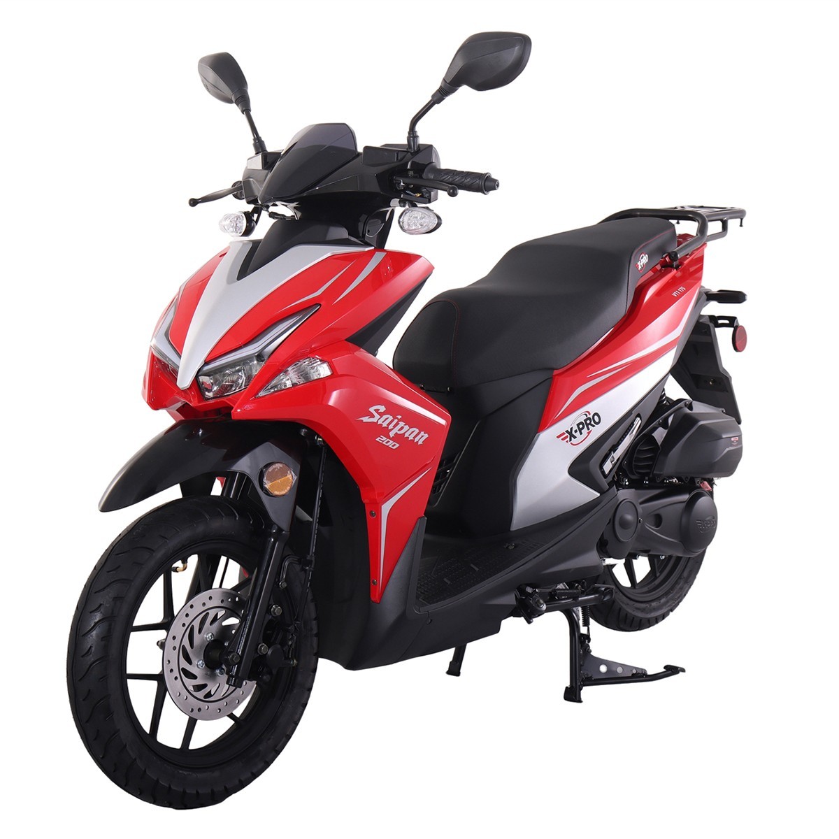 X-PRO Saipan 200 EFI Moped Gas Scooter with 14" Wheels LED Lights Electric Start