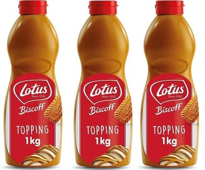 3 x LOTUS BISCOFF TOPPING SAUCE (Squeezy Bottle) 1L - FREE POST (TRIPLE DEAL)