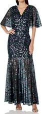 Dress The Population DDR301 Floral Sequin Laine Lourdes Gown SZ M Navy Multi