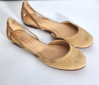 Talbots Nude Flats Womens Sz 8B Suede Leather Casual Round Toe Classic Casual 